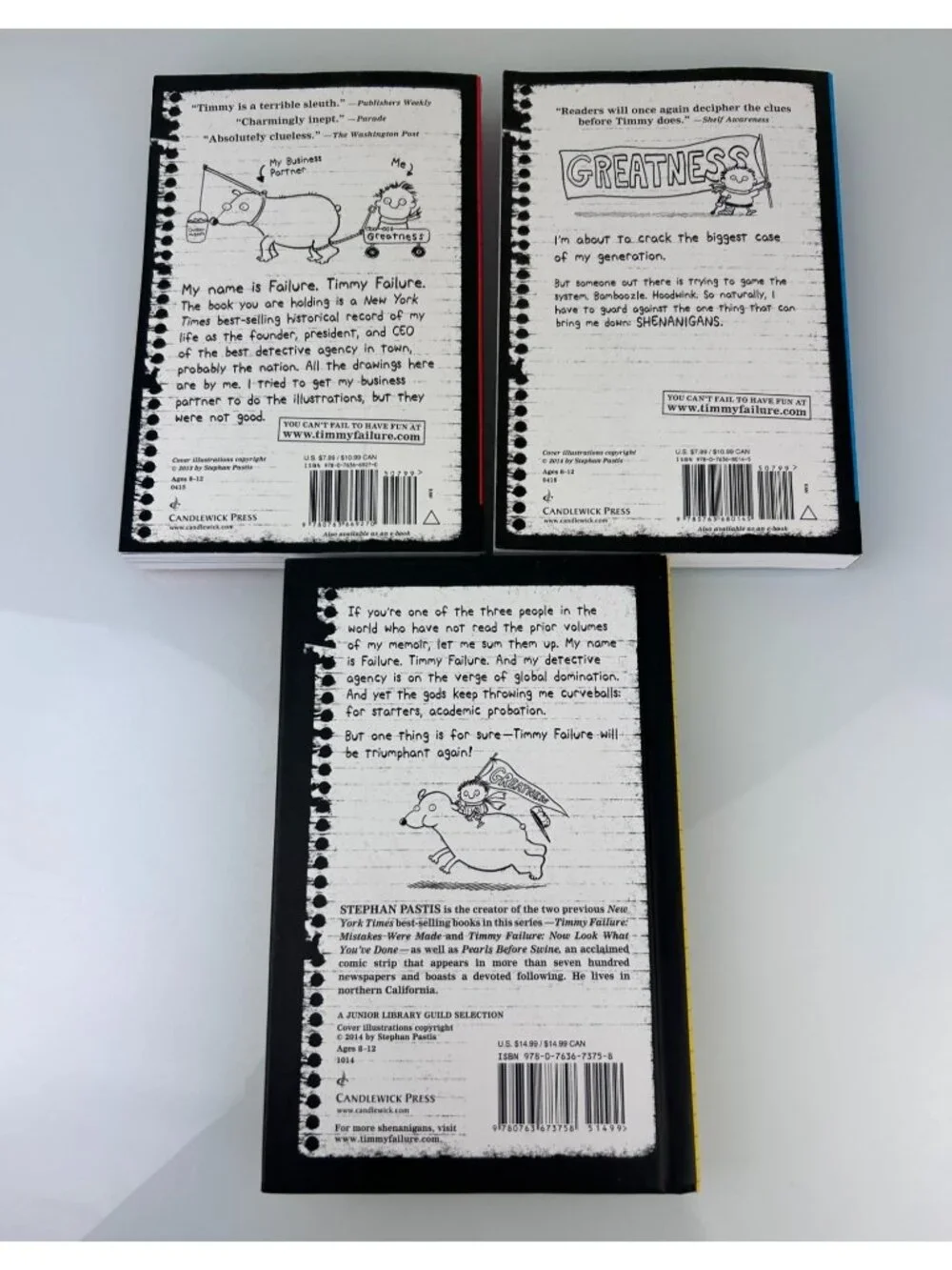 Timmy Failure Books 1 2 & 3 Stephan Pastis Age 8-12 Chapter Book Illustrated